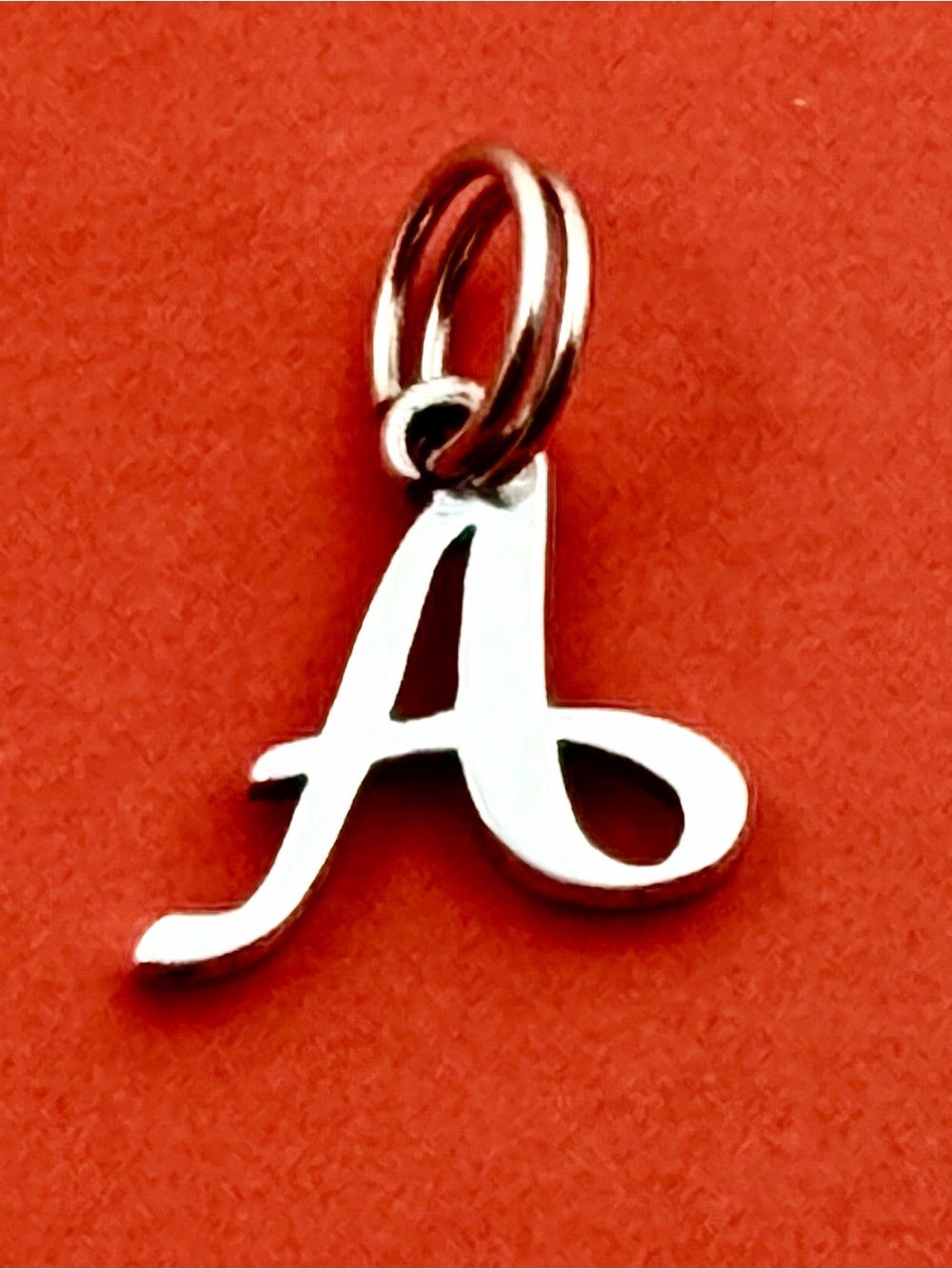 James Avery Silver 'A' Initial Charm Pendant - Red Background